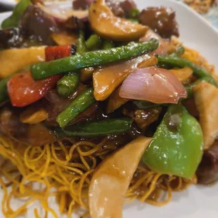 Tomato Beef Pan Fried Noodles
