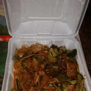 My dinner... $.50 more than the night before. More broccoli here and less chicken
