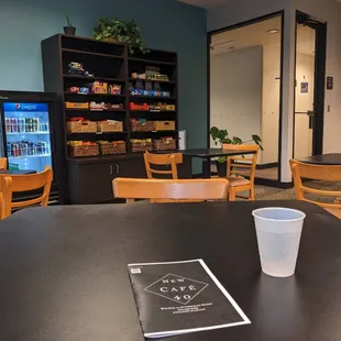 Indoor seating space, vending counter