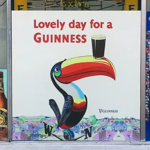 a sign for a guinness