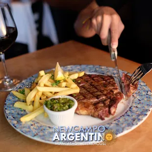 Ribeye Steak with french fries provenzal