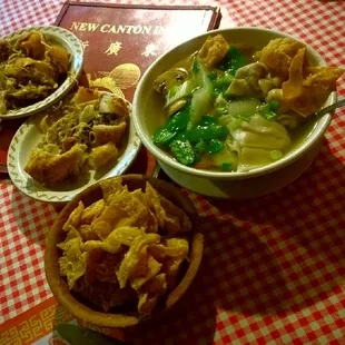 Eggrolls OMG with Deluxe edition Wonton soup  Love