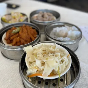 Beef tripe (front) and the spread