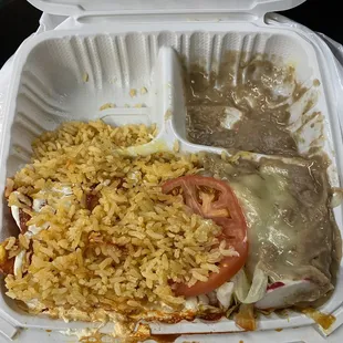Enchiladas pastor- dry super hard meat. My hecka rude Grubhub driver tossed my box around.