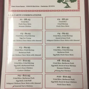 Dinner Combination &amp; Senior Special