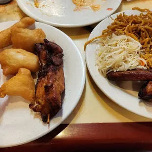 two plates of food on a table