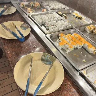 Sushi buffet area