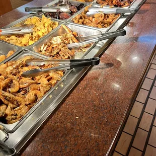 Fried food buffet area