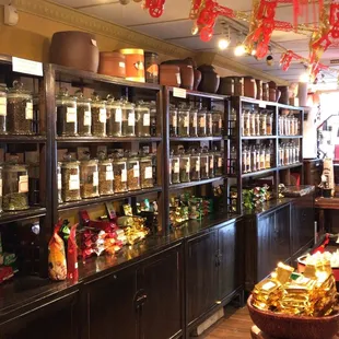 a display of teas and spices