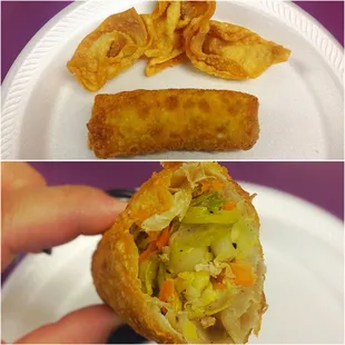 Fried wontons and egg roll