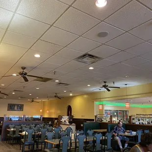 people sitting at tables and eating