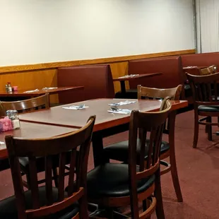 empty tables and chairs