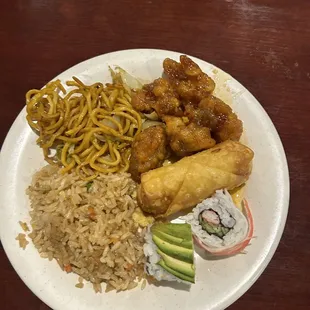 a plate of chinese food