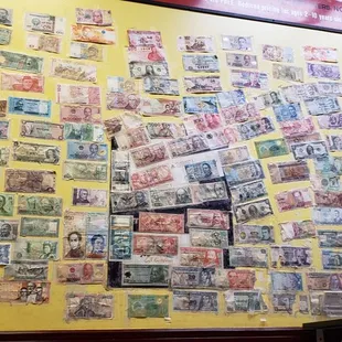 a wall full of stamps