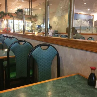 empty tables and chairs