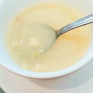 Corn soup, the flavor is okay as a side to the lunch combo.