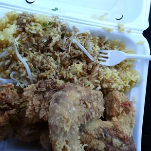 fried chicken and rice