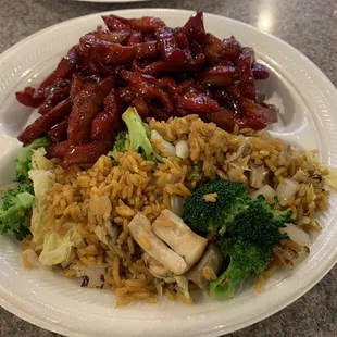 Boneless spare ribs with Vegetable Fried Rice