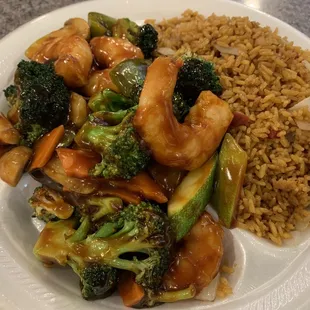 Shrimp And Vegetables with Pork Fried Rice!