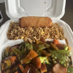 Szechwan vegetables with fried rice. Lunch special