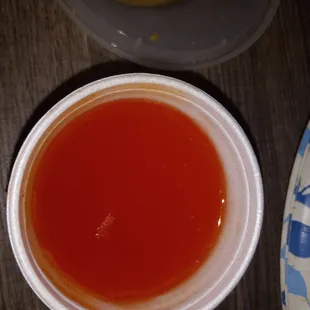 Sweet and Sour sauce served with Crab Rangoon