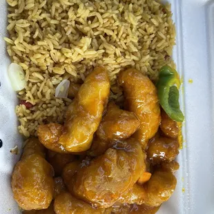 Honey chicken with fried rice lunch combo