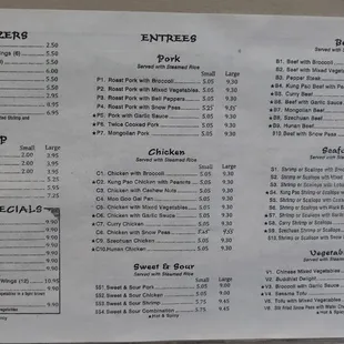 Updated menu prices (2021)