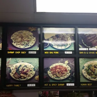 Menu on wall