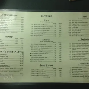 menu