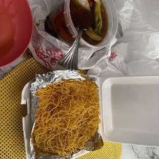 Noodles not even cooked.