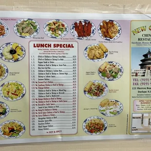 Lunch special menu