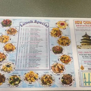 the menu for the new chinese restaurant