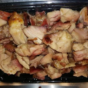 a close up of a chicken dish