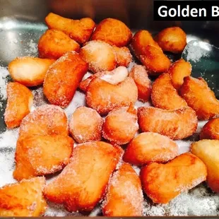 a pile of golden balls