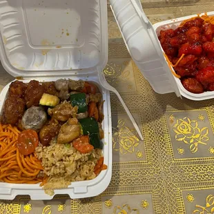 2 Item Combo: Chow Mein, Fried Rice, Orange Chicken, Mushroom Chicken