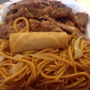 Chow mein &amp; teriyaki chicken