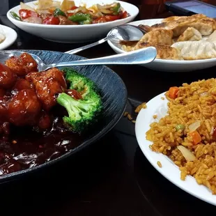 General Tso's Chicken. Could have been a little more spicy. Maybe they thought this old lady could handle the spice.