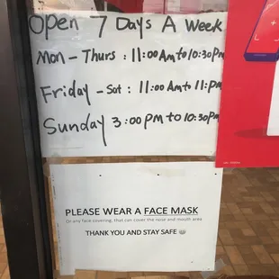 closed 7 days a week