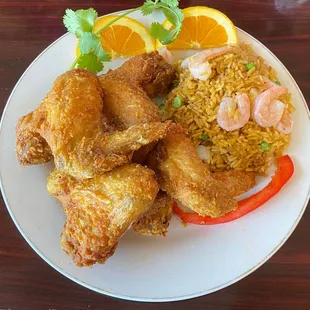 Wings w Shrimp Fried Rice