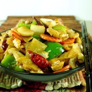 a bowl of stir fried vegetables