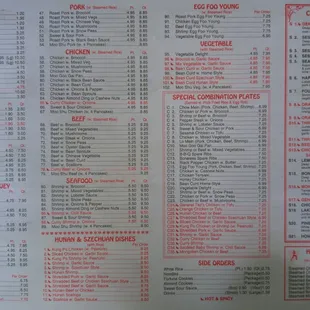menu