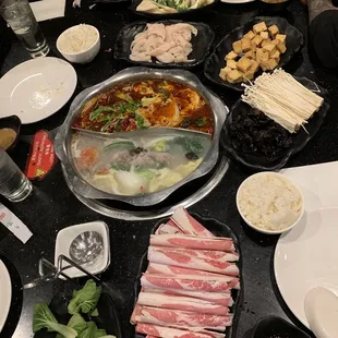 a variety of food on a table