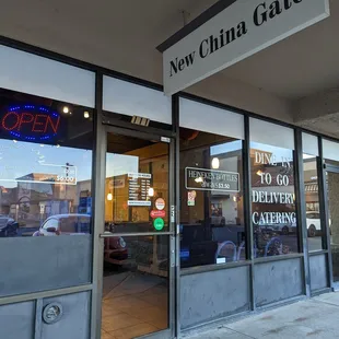 the entrance to the restaurant