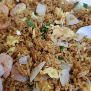 I had to add the egg and onions for an additional price to the shrimp fried rice