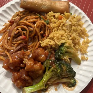 a plate of chinese food