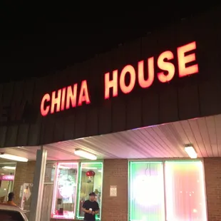 neon sign on building