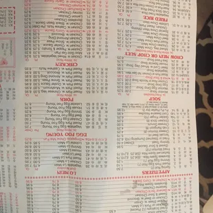 menu