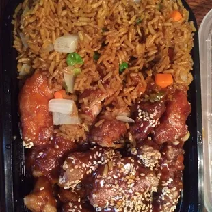 Sesame chicken with fried rice