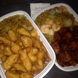 Yummy! General Tso chicken combo and sweet and sour chicken