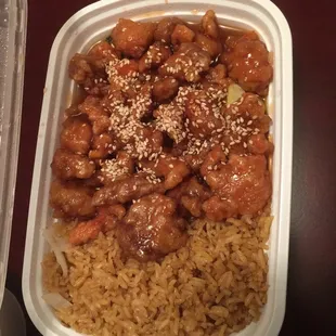 Sesame chicken with rice